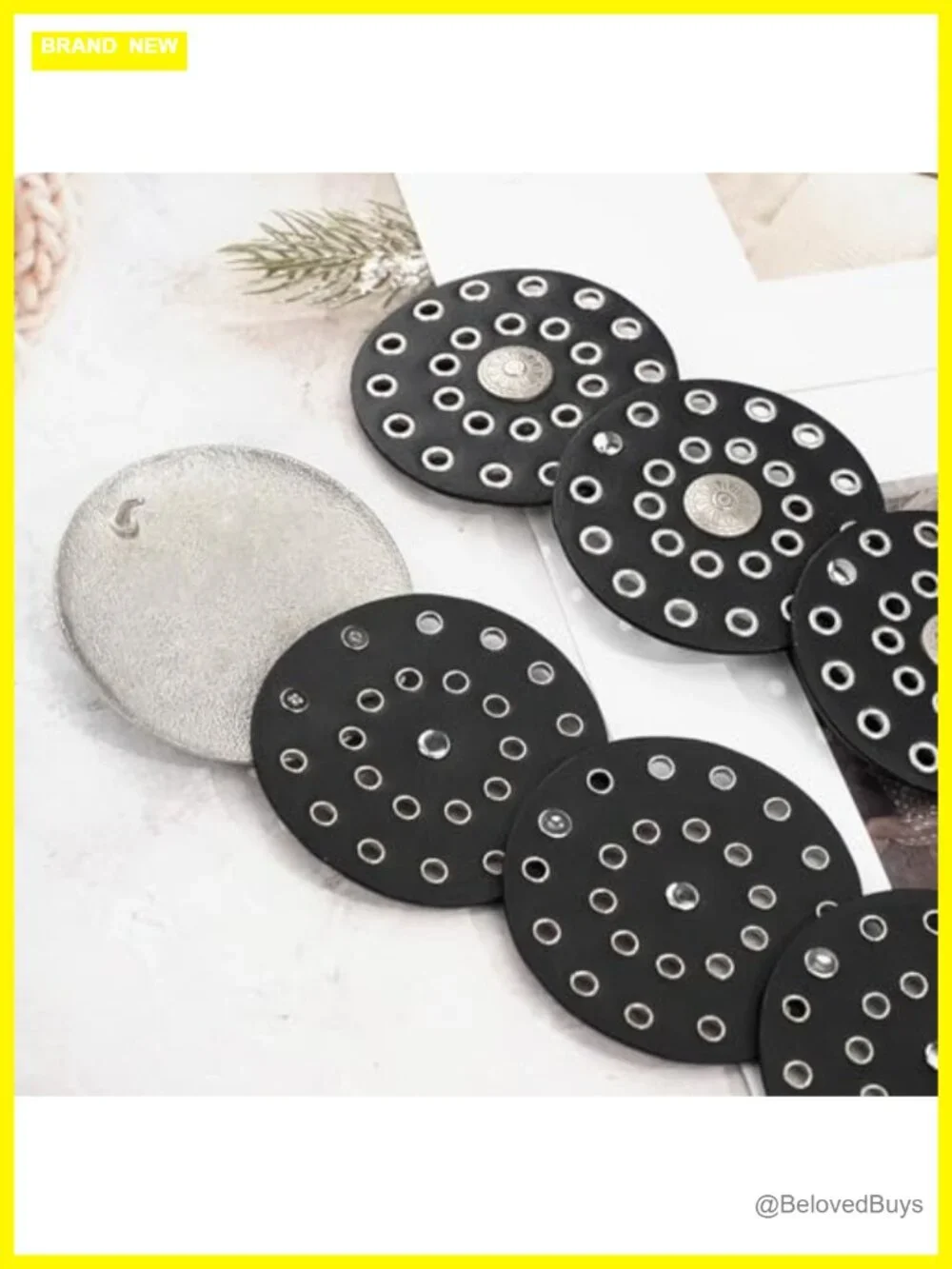 Vintage Hollow Boho Wide PU Leather Disc Belt, Adjustable
